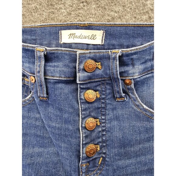 Madewell Jeans Womens Size 25 Blue 10" High Rise Skinny Button Fly Raw Hem - Picture 5 of 13